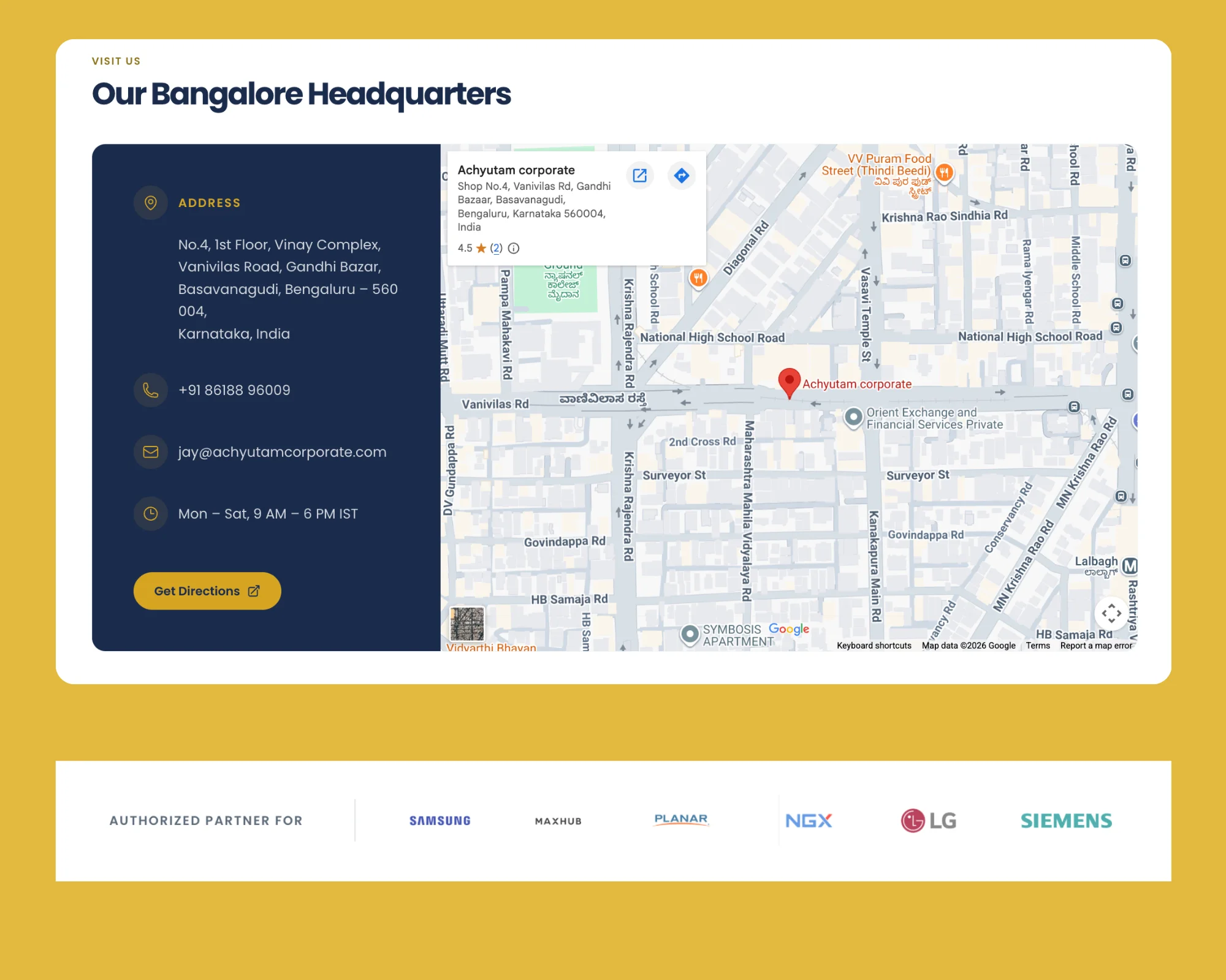 Achyutam Corporate training and Experience Center sections